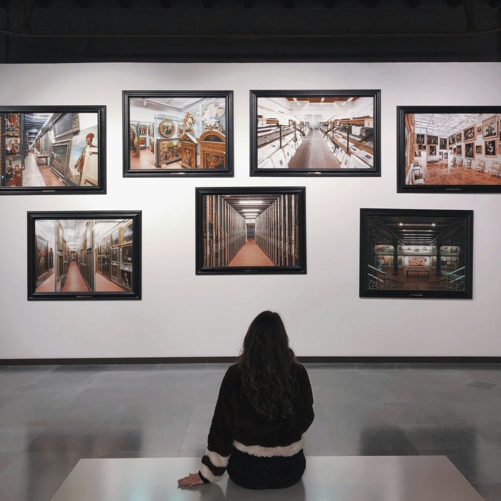 Women starring at art masterpieces.