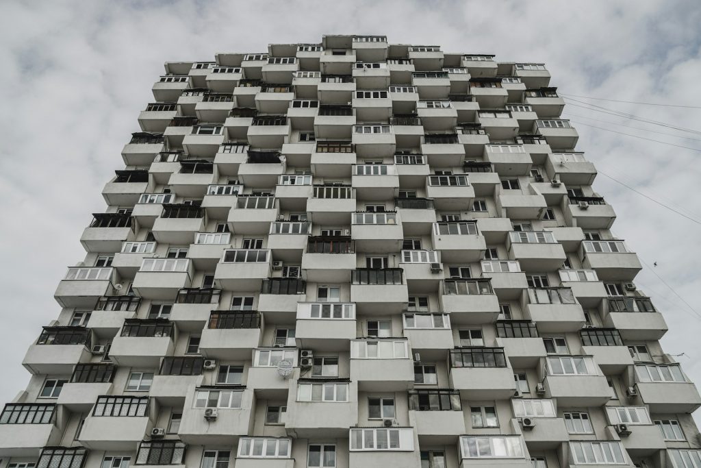 A city block built in the brutalist architectural style