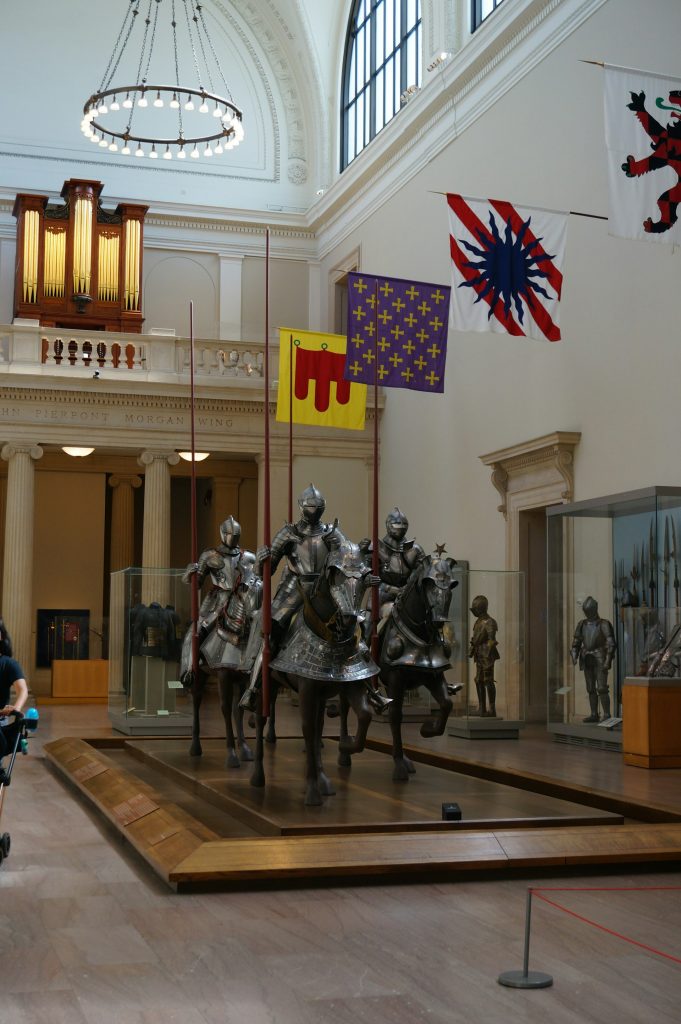 An exhibit of medievel armour in the Metropolitan Museum of Art