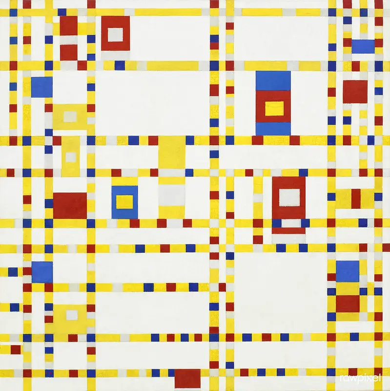 An abstract artwork painted by Piet Mondrian