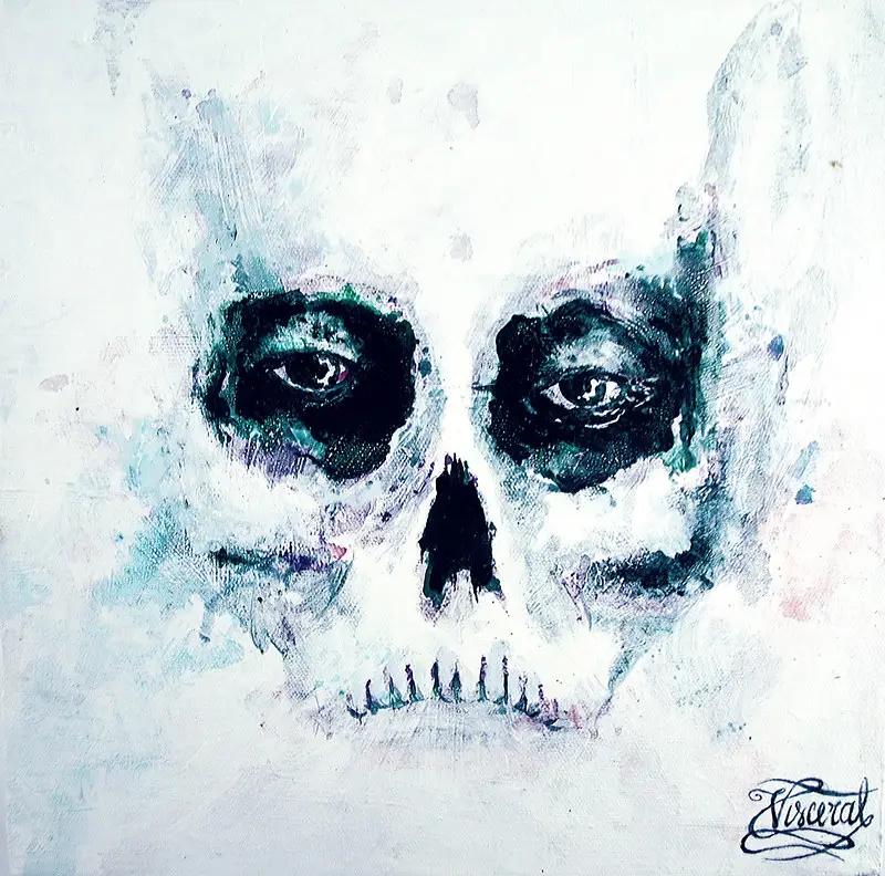 A skull portrait on acrylic