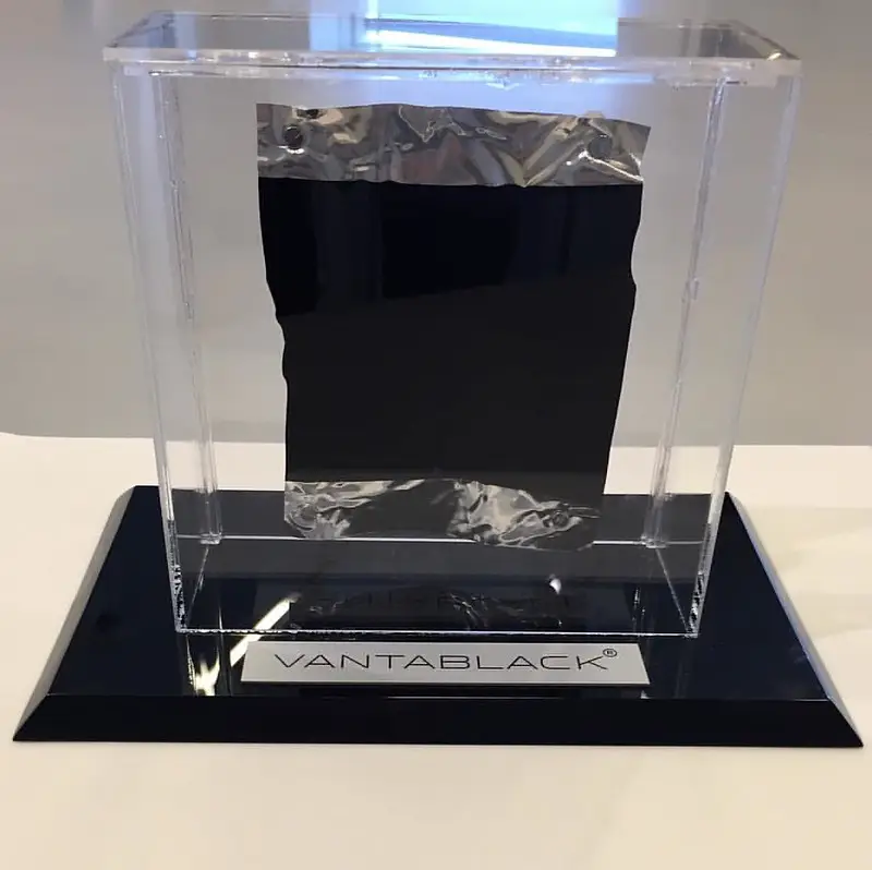 A showcase of vantablack in an exhibiton