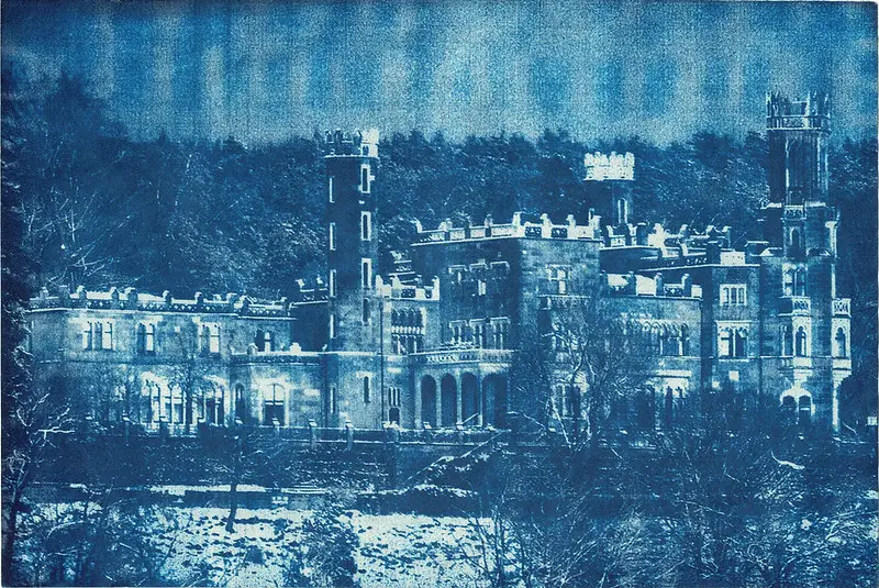 A cyanotype of a castle