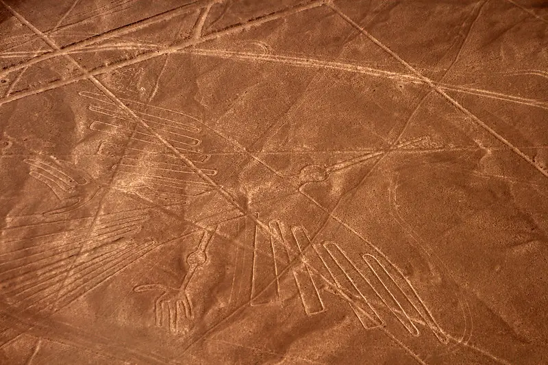 An aerial photo of a nasca line drawing