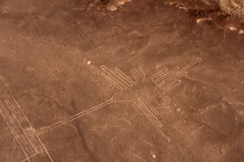 An aerial photo of a nasca line drawing