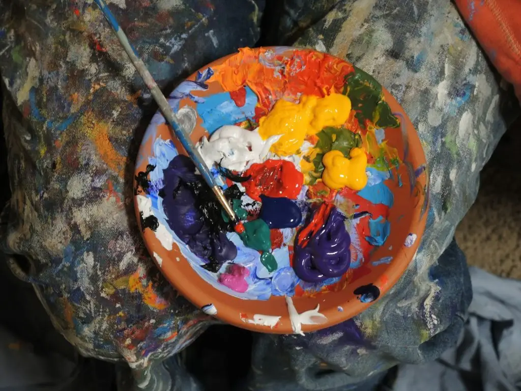 A bowl of paints