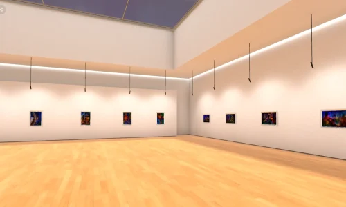 A virtual 3D gallery featuring Kim TaeGeun's digital art and reimagined visual perspectives