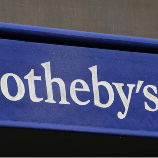 Sotheby's logo on a a blue background